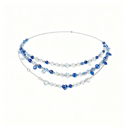 Blue Heart Crystal Layered Waist Chain