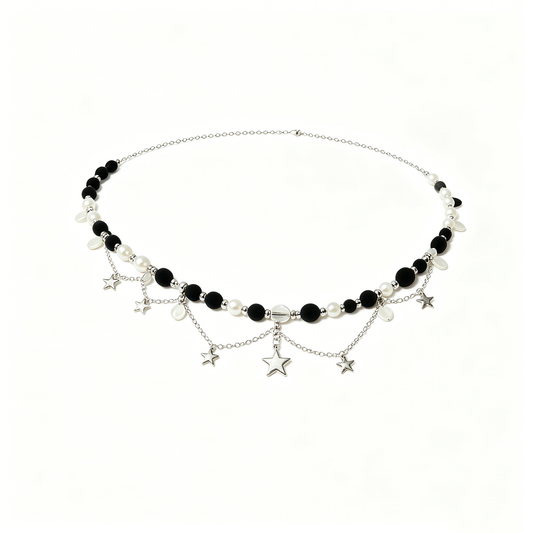Black & White Star Beaded Waist Chain