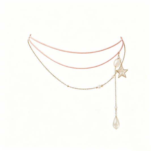 Pink Star & Pearl Layered Waist Chain